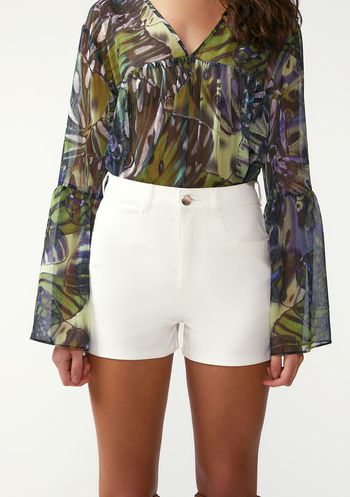 Shorts Zinco Reto Alta Off White 34 / Off White