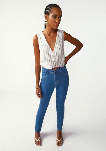 Calça Zinco Skinny Alta Azul 36 / Azul