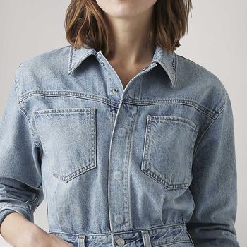 Vestido Jeans Levi's® Western Denim Midi Lavagem Clara 38 BR
