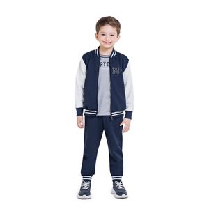 Jaqueta Moletom Infantil Masculina Marisol College Peluciada Manga Longa Azul Marinho