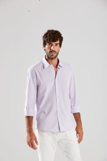 Camisa Manga Longa Com Pala Lilas P / roxo