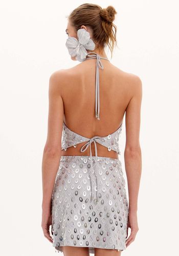 Blusa Curta Frente Única Com Aplicação PP / A2084