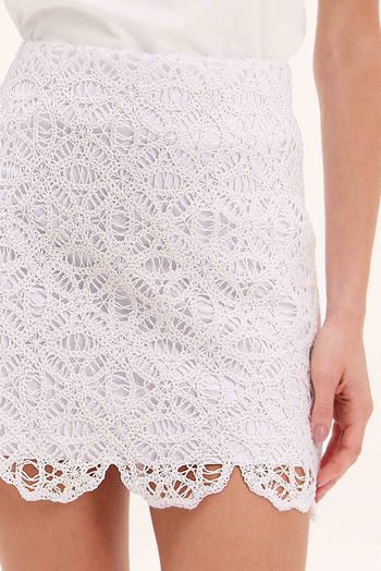 Saia Curta Reta Com Renda PP / A1831