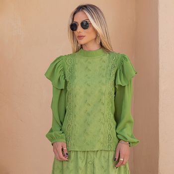 Blusa Babados Laise Verde GG / Verde