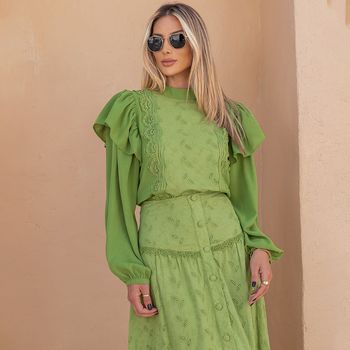 Blusa Babados Laise Verde GG / Verde