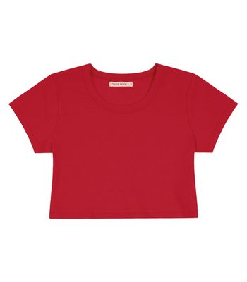 Blusa Cropped Infantil Ribana Canelada Trick Nick Vermelho 1 / Vermelho