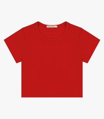 Blusa Cropped Infantil Ribana Canelada Trick Nick Vermelho 1 / Vermelho