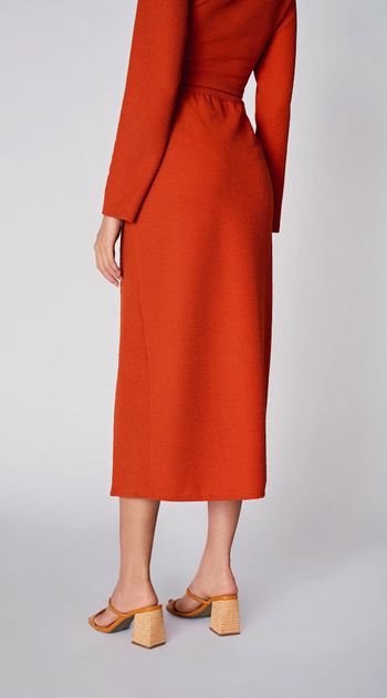 Saia Zinco Midi Reta Com Fenda Laranja 36 / Laranja