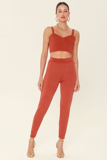 Calça Legging Tricot Vemelho G