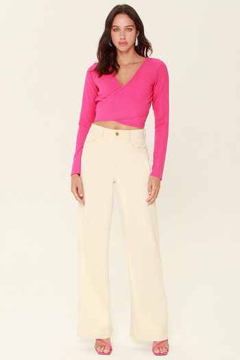 Blusa Manga Longa Texture Rosa G