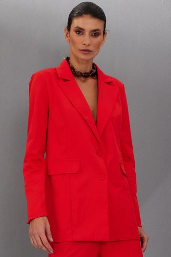 Blazer Feminino em Alfaiataria Smk Vermelho 34 / Vermelho