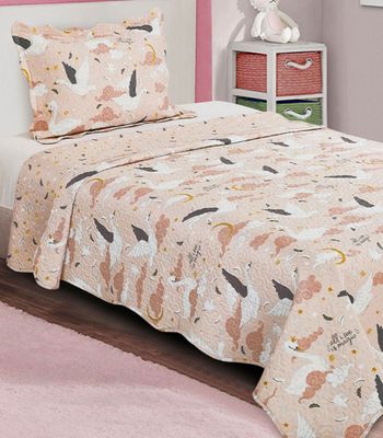 Jogo De Colcha Evolution Patchwork Solteiro Camesa Rosa UN / Rosa
