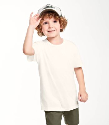 Camiseta Infantil Masculina  Meia Malha Trick Nick Bege 2 / Bege