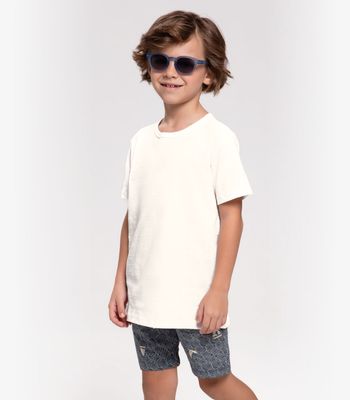 Camiseta Infantil Masculina  Meia Malha Trick Nick Bege 2 / Bege