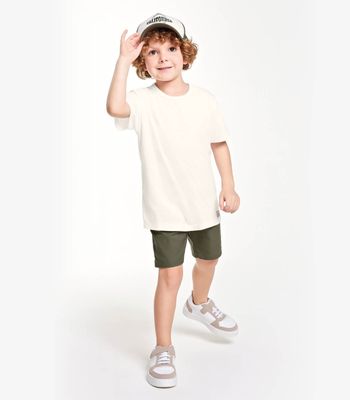Camiseta Infantil Masculina  Meia Malha Trick Nick Bege 2 / Bege