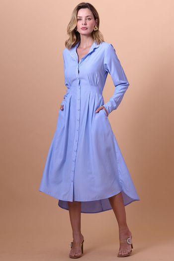 Chemise Manga 3/4 Tricoline Smk Azul Medio PP / Azul Medio