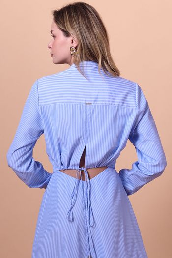 Chemise Manga 3/4 Tricoline Smk Azul Medio PP / Azul Medio