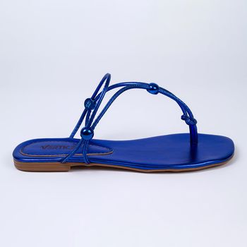 Rasteira Feminina Metalizada Regulável - Azul 34 / Azul