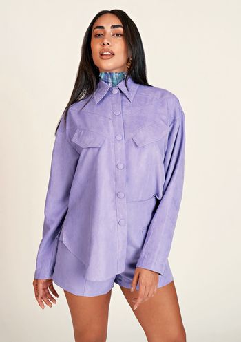 Camisa Zinco Manga Longa Over Lilas PP / Lilas