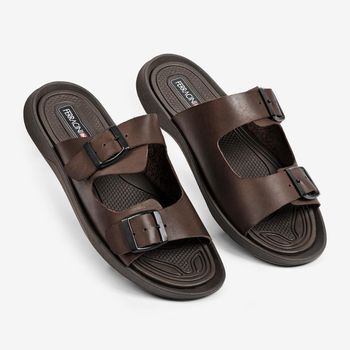 Sandália Ferracini Masculina de Couro Dakar Ferracini 1591B 38 / MARROM | BROWN