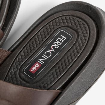 Sandália Ferracini Masculina de Couro Dakar Ferracini 1591B 38 / MARROM | BROWN