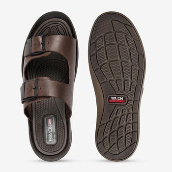 Sandália Ferracini Masculina de Couro Dakar Ferracini 1591B 38 / MARROM | BROWN