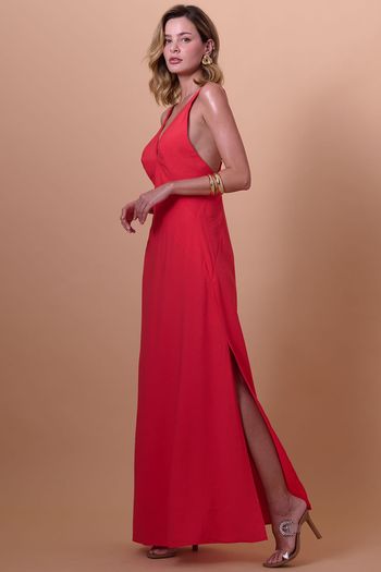 Vestido Longo Alça Fina Smk Vermelho PP / Vermelho