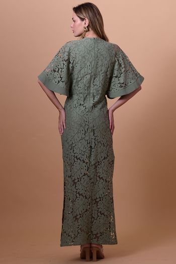 Vestido Kimono Longo Rendado Smk Verde PP / Verde