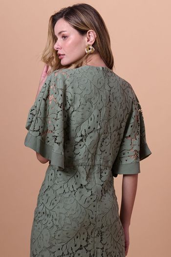 Vestido Kimono Longo Rendado Smk Verde PP / Verde