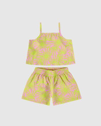 Conjunto Infantil Menina Com Kimono Em Viscose Malwee Kids 18 / Rosa