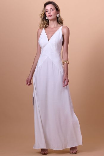 Vestido Longo Alça Fina Smk Off White PP / Off White