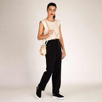 Calça Alafaiataria Reta Bolso Faca  Preto P / Preto