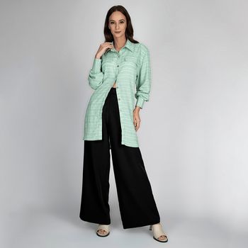 Pantalona Wide Leg Preto M / Preto