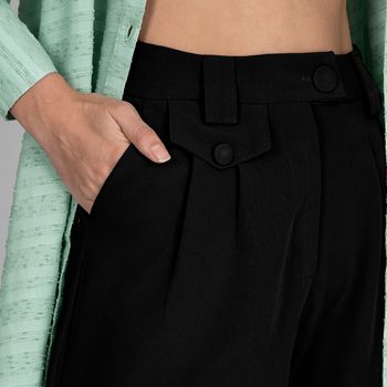 Pantalona Wide Leg Preto M / Preto