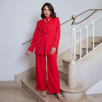 Blazer Alfaiataria Botões Vermelho M / Vermelho