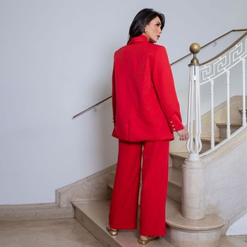 Blazer Alfaiataria Botões Vermelho M / Vermelho