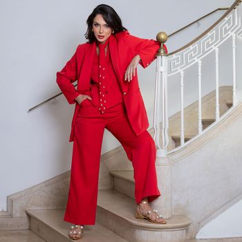 Blazer Alfaiataria Botões Vermelho M / Vermelho