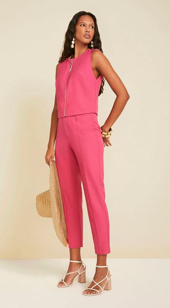 Calca Maria.Valentina Skinny Alfaiataria Cós Intermediário Com Metal Pink 38 / Pink