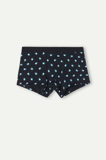 Cueca Boxer Em Algodão Supima Elástico Despertadores - Azul P / Azul