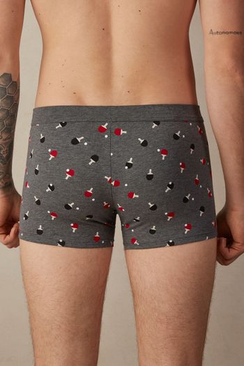 Cueca Boxer Pingue-Pongue Em Algodão Supima Elástico - Cinza P / Cinza