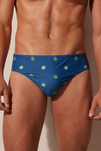 Sunga Slip Com Estampa De Kiwis - Azul P / Azul