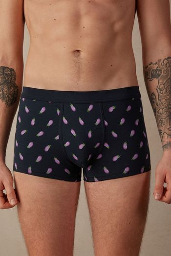 Cueca Boxer Beringelas Em Algodão Supima Elástico - Azul GG / Azul