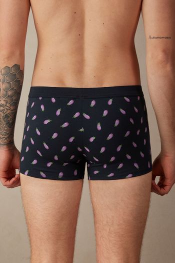 Cueca Boxer Beringelas Em Algodão Supima Elástico - Azul GG / Azul