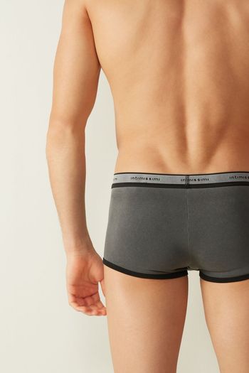 Boxer De Algodão Supima Elástico Deslavado - Cinza P / Cinza
