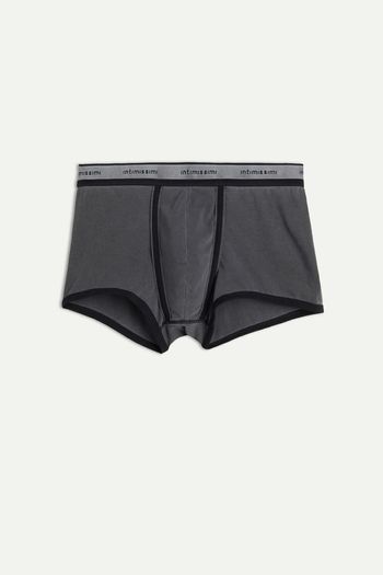 Boxer De Algodão Supima Elástico Deslavado - Cinza P / Cinza