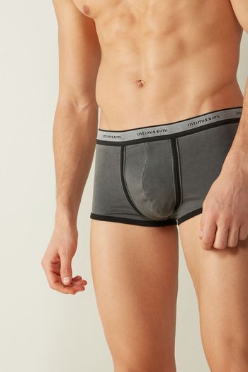 Boxer De Algodão Supima Elástico Deslavado - Cinza P / Cinza