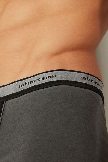 Boxer De Algodão Supima Elástico Deslavado - Cinza P / Cinza