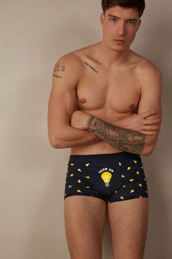 Cueca Boxer Lâmpada Em Algodão Supima Elástico - Azul M / Azul