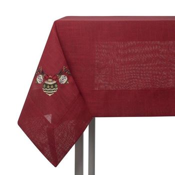 TOALHA DE MESA NATAL ORNAMENT 6 LUGARES SAZ HOME STYLE 160 x 270 cm / VERMELHO