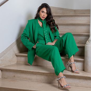 Calça Pantalona Alfaiataria Verde G / Verde